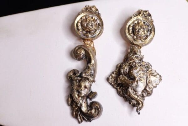 SOLD! 9712 Antique Style Irregular Venetian Mask Studs Earrings - Image 5