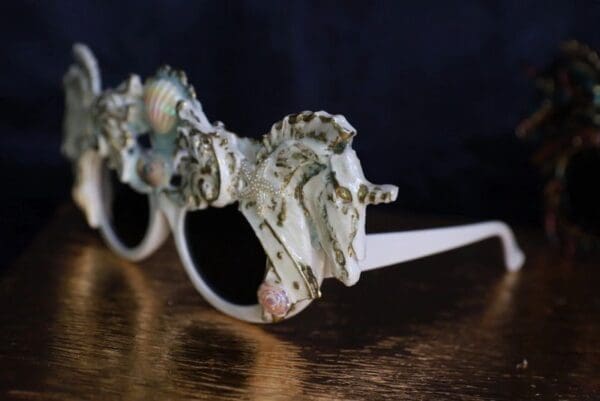 SOLD! 9717 Roman Steampunk Unicorns Faced White Embellished Sunglasses - Image 4