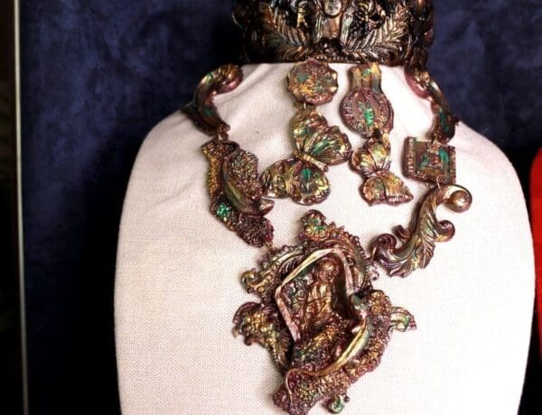SOLD! 9721 Set Of Cooper Art Jewelry Landscape Massive Necklace+ Earrings - Image 3