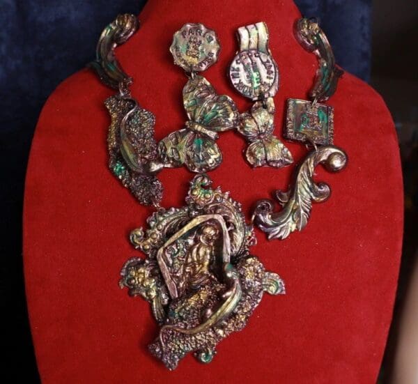 SOLD! 9721 Set Of Cooper Art Jewelry Landscape Massive Necklace+ Earrings - Image 7
