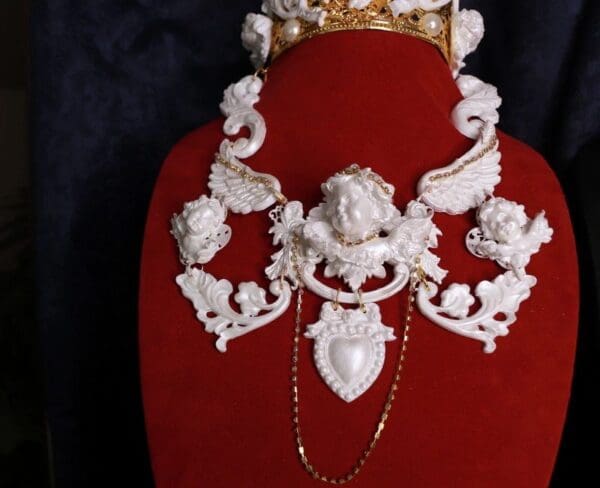 SOLD! 9728 Baroque White chubby Cherubs Pearl Necklace - Image 6