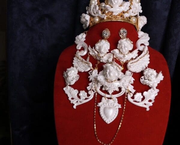 SOLD! 9728 Baroque White chubby Cherubs Pearl Necklace