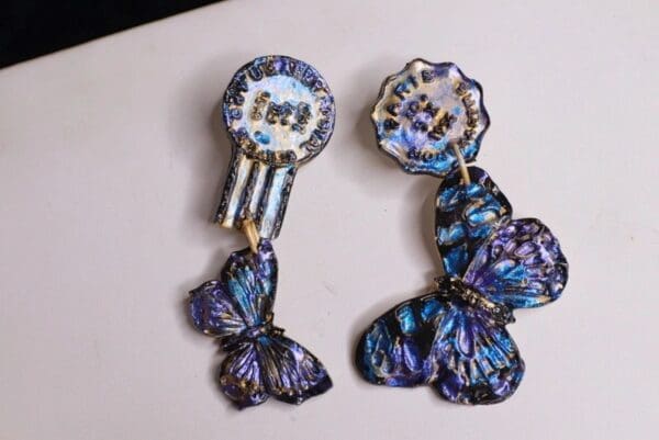 SOLD! 9733 Iridescent Post Office Butterflies Light Weight Studs Earrings