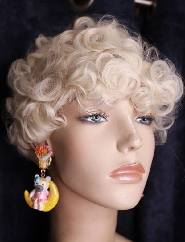 SOLD! 9734 Adorable Teddy Bear On The Moon Light Weight Studs Earrings - Image 3