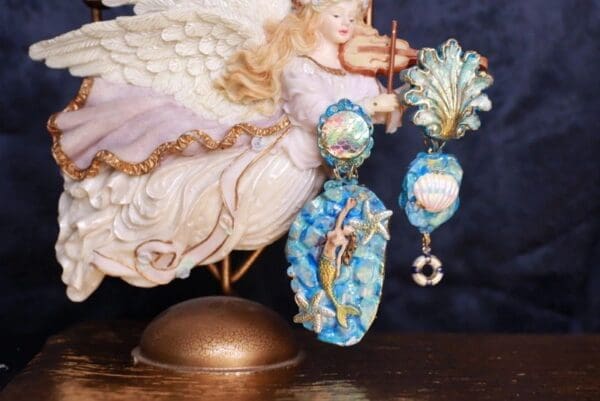 SOLD! 9738 Irregular Shell Mermaid Nautical Baroque Studs Earrings