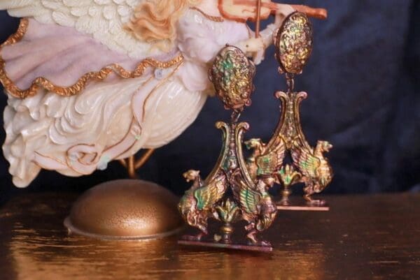 SOLD! 9739 Vintage Style Cooper Patina Gargoyles Baroque Studs Earrings - Image 7