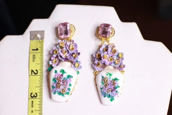 SOLD! 9747 Baroque Hydrangea Vase Earrings Studs - Image 4