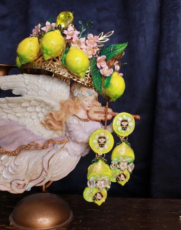 SOLD! 9753 Baroque Lemons Earrings Studs