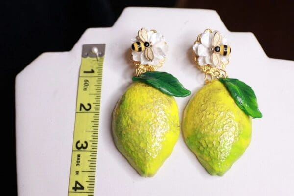 SOLD! 9754 Baroque Large Lemons Earrings Studs - Image 6
