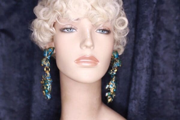 SOLD! 9760 Art Jewelry Venetian Masks Iridescent Butterflies 3D Effect Studs Earrings - Image 5