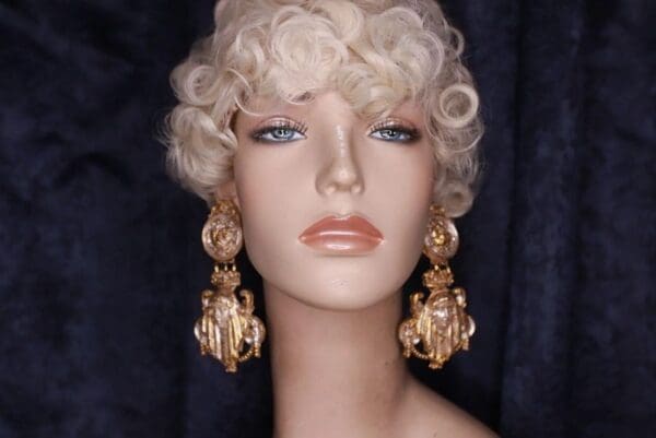 SOLD! 9765 Greek Goddess Pearlish Studs Earrings - Image 5