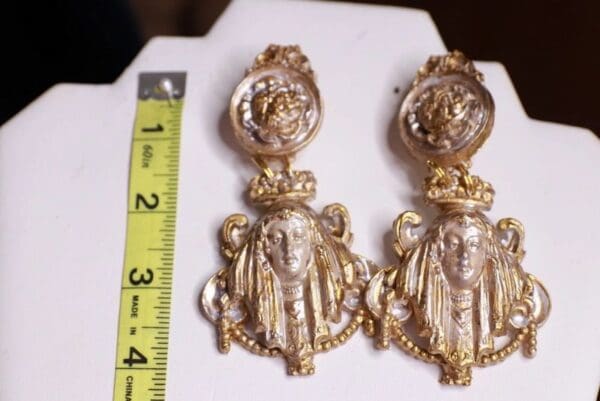 SOLD! 9765 Greek Goddess Pearlish Studs Earrings - Image 6