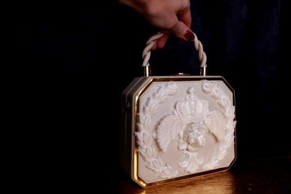 SOLD! 9768 Baroque Pearl Chubby Cherub Winged Embellished Handbag - Image 4