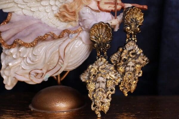 SOLD! 9769 Greek Zeus Vintage Style Studs Earrings