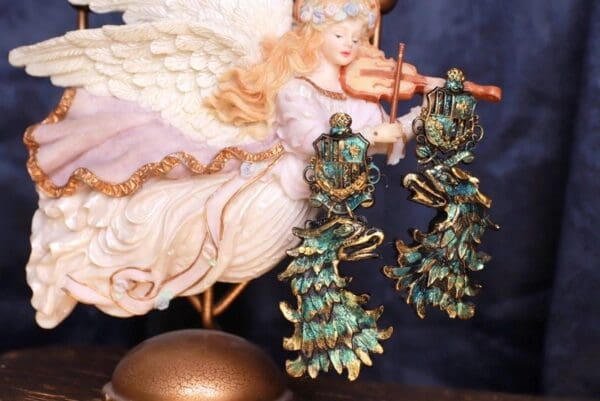 SOLD! 9770 Medieval Gargoyles Iridescent Studs Earrings