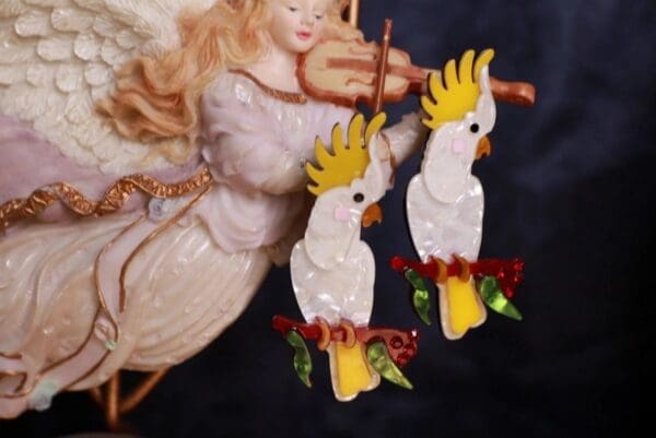SOLD! 9773 Acrylic Pearl Large Parrots Studs Earrings