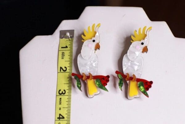 SOLD! 9773 Acrylic Pearl Large Parrots Studs Earrings - Image 5