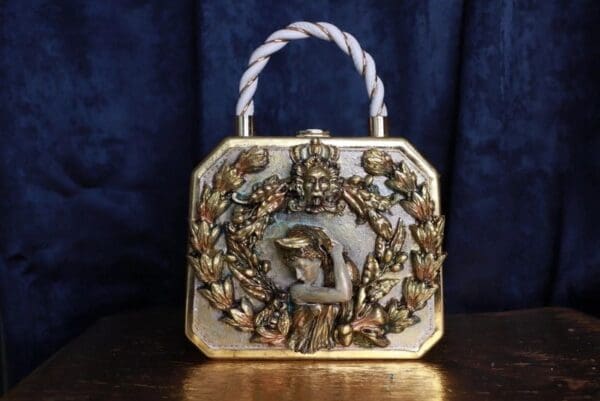 SOLD! 9770 Vintage Style Roman Statue Distressed Embellished Handbag - Image 2