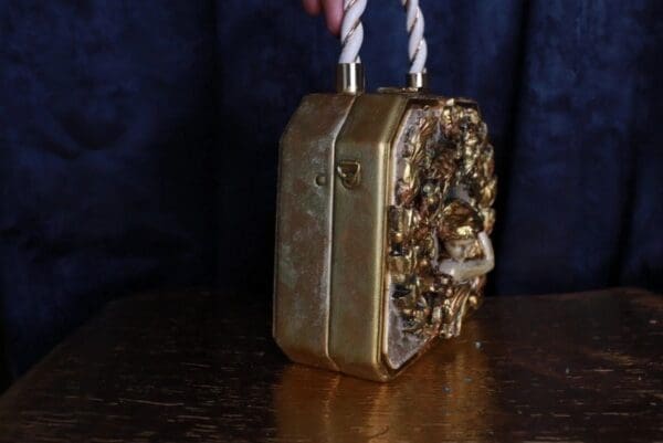 SOLD! 9770 Vintage Style Roman Statue Distressed Embellished Handbag - Image 4