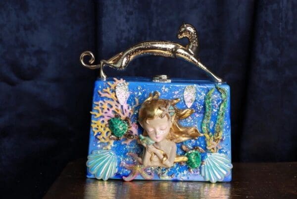 SOLD! 9771 Baroque Boutique Style Mermaid Seahorses Nautical Embellished Handbag