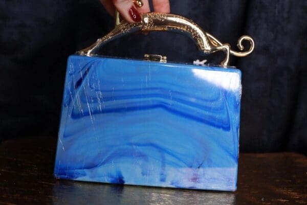 SOLD! 9771 Baroque Boutique Style Mermaid Seahorses Nautical Embellished Handbag - Image 8