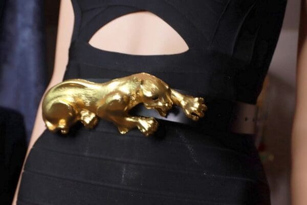 SOLD! 9772 Massive Gold Leopard Buckle Adjustable Waist Belt - Image 6