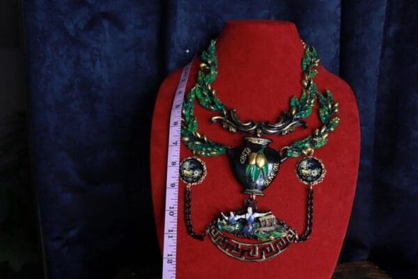 SOLD! 9774 Greek Revivial Amphora Olive Leaves Massive Necklace - Image 2