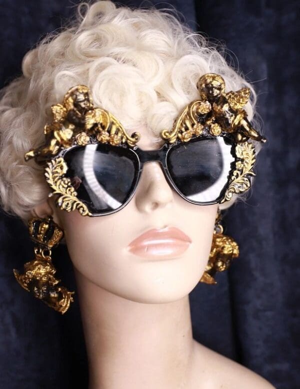 SOLD! 9787 Baroque Vintage Style Cherubs Embellished Sunglasses - Image 4