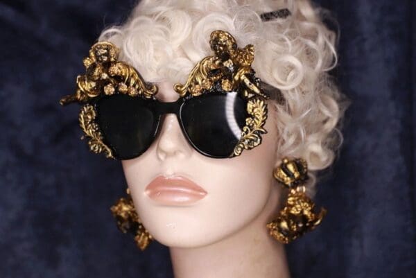 SOLD! 9788 Baroque Vintage Style Gold Chubby Cherubs Crown Studs Earrings - Image 5