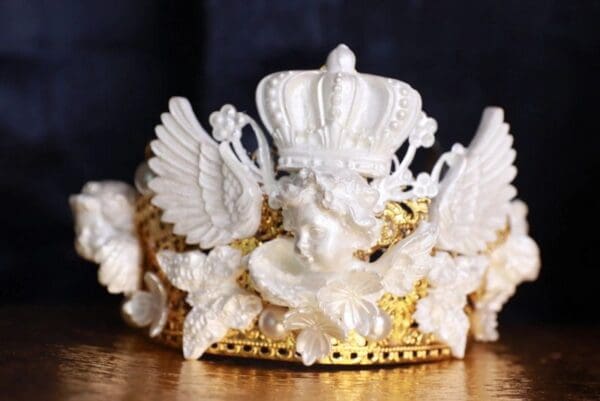 SOLD! 9798 White chubby Cherubs Tall Crown Headband