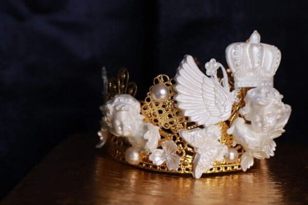 SOLD! 9798 White chubby Cherubs Tall Crown Headband - Image 7