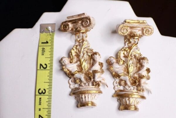 SOLD! 9803 Baroque Cherubs Columns Vintage Style Studs Earrings - Image 5