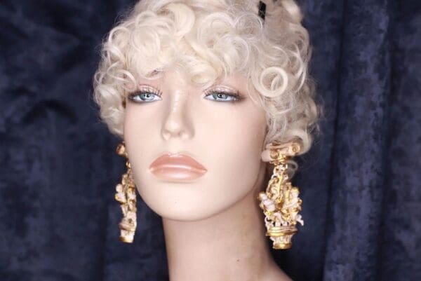 SOLD! 9803 Baroque Cherubs Columns Vintage Style Studs Earrings - Image 4