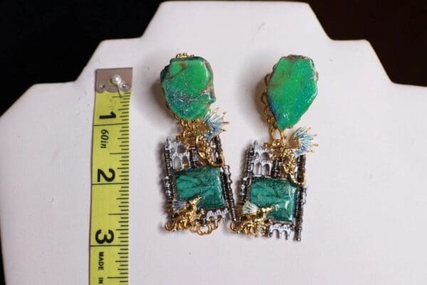 SOLD! 9804 Medieval Dragons Castel Vintage Style Studs Earrings - Image 3