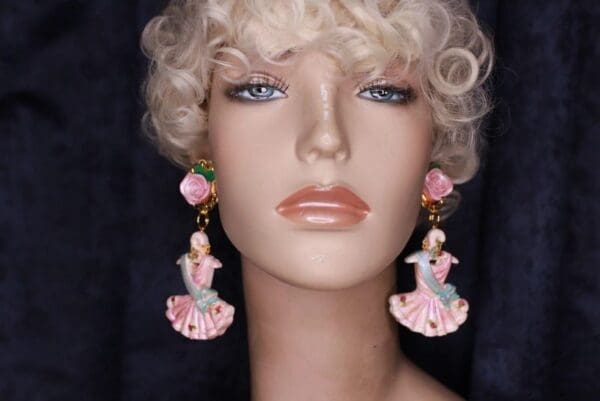 SOLD! 9809 Art Jewelry Ballerina Dress 3D Effect Studs Earrings - Image 3