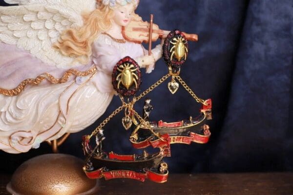 SOLD! 9812 Venetian Gondola Runway Hand Painted Earrings - Image 2