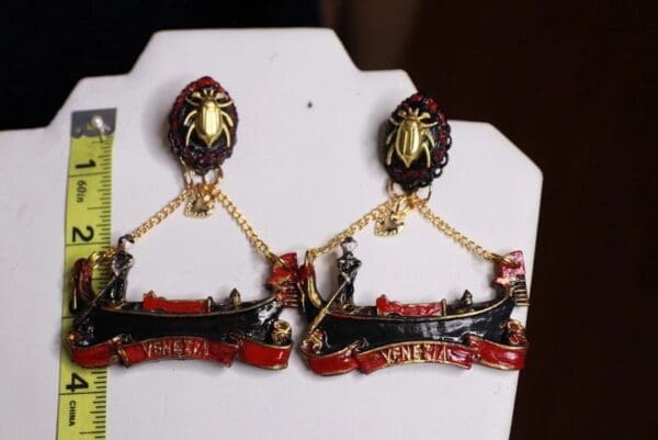 SOLD! 9812 Venetian Gondola Runway Hand Painted Earrings - Image 3