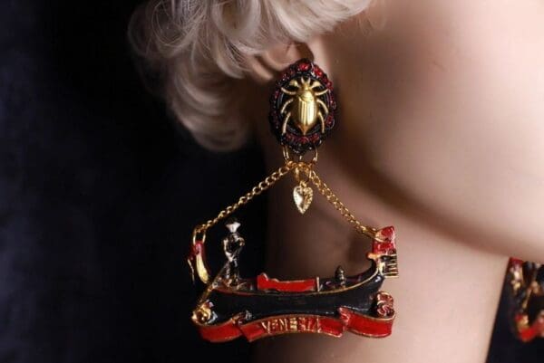 SOLD! 9812 Venetian Gondola Runway Hand Painted Earrings - Image 6