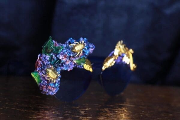 SOLD! 9831 Blue Lilac Bugs Embellished Sunglasses - Image 8