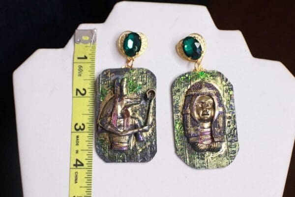 SOLD! 9833 Egyptian Iridescent Irregular Studs Earrings - Image 4