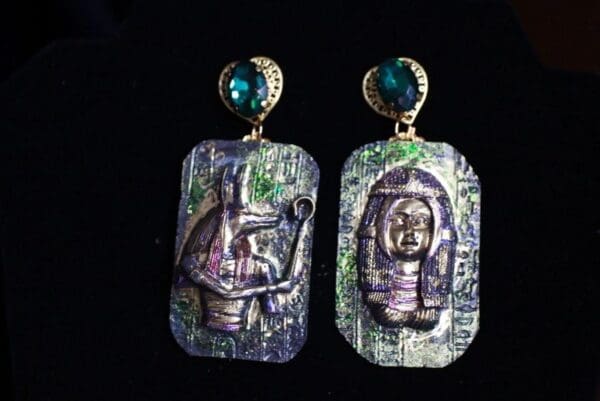 SOLD! 9833 Egyptian Iridescent Irregular Studs Earrings