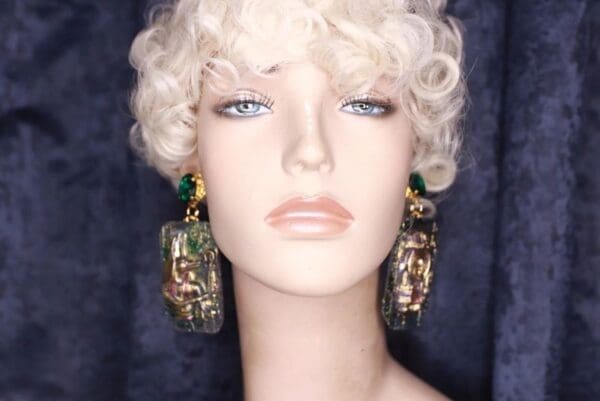 SOLD! 9833 Egyptian Iridescent Irregular Studs Earrings - Image 7