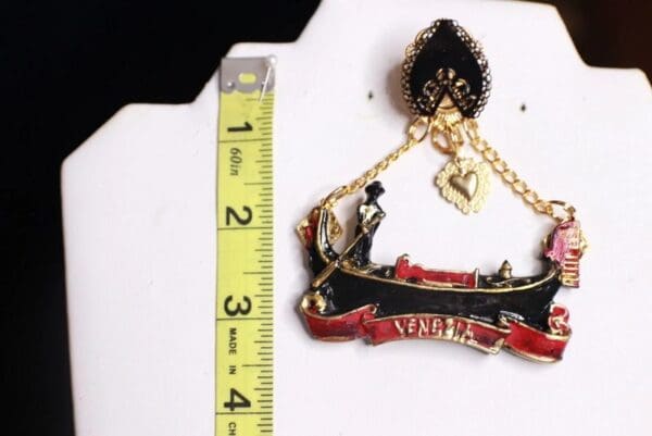 SOLD! 9836 Venetian Gondola Runway Hand Painted Earrings - Image 5