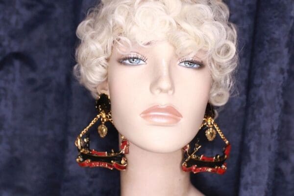 SOLD! 9836 Venetian Gondola Runway Hand Painted Earrings - Image 6