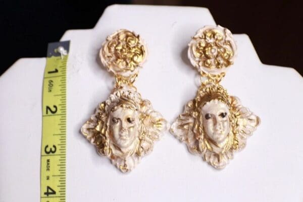 SOLD! 9841 Greek Goddess Large Vintage Style Earrings - Image 5