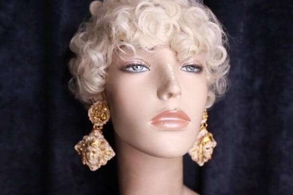 SOLD! 9841 Greek Goddess Large Vintage Style Earrings - Image 3