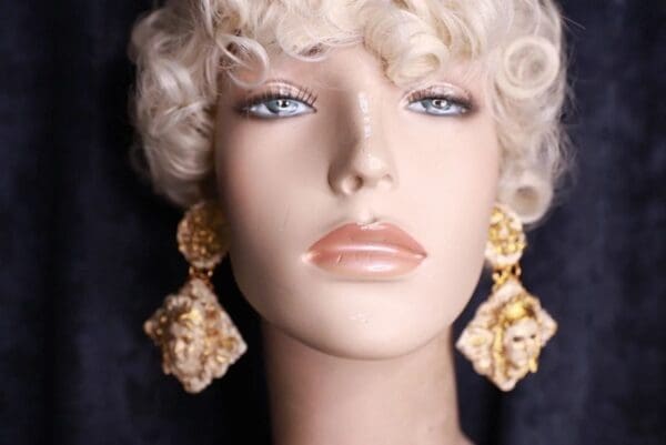 SOLD! 9841 Greek Goddess Large Vintage Style Earrings - Image 4
