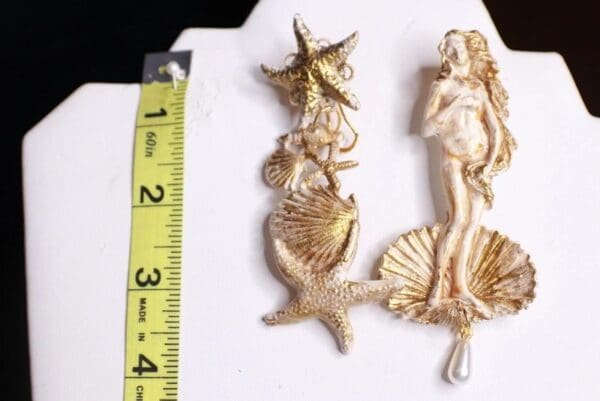 SOLD! 9843 Birth Of Venus Irregular Vintahge Style Earrings - Image 4