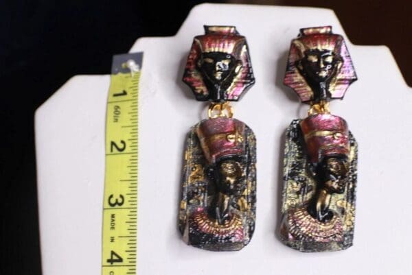 SOLD! 9844 Egyptian Revival Pharaoh Nefertiti Earrings - Image 3
