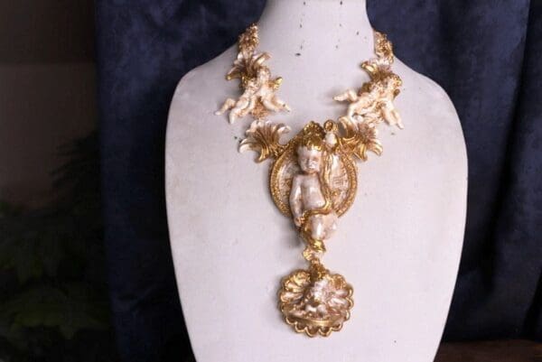 SOLD! 9846 Just The Necklace Baroque Cherubs Vintage Style Massive - Image 4